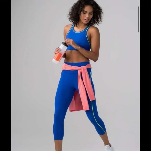 LULULEMON SEAWHEEZE CROP BLUE LEGGINGS - Picture 1 of 5